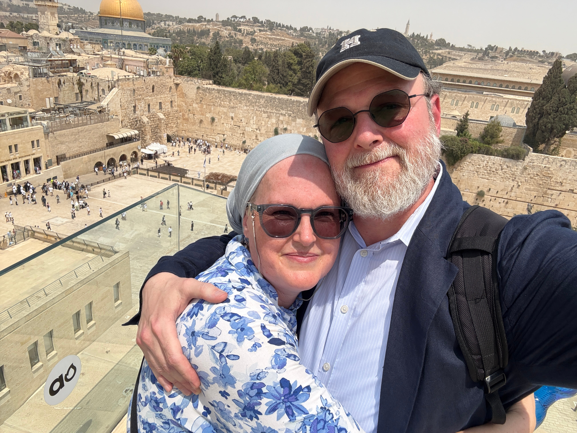 Saj and Hadassah Freiberg overlooking the Western Wall in Jerusalem